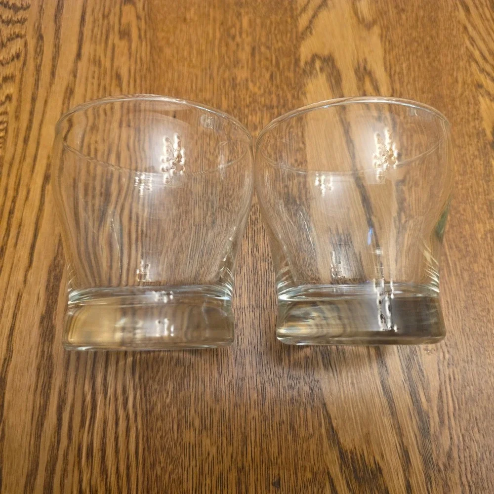 Set of 2 Weighted Whiskey Rocks Glasses Clear Flared Lowball Tumblers 3.25in‎